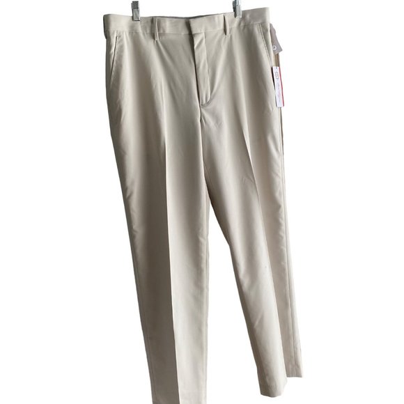 Ben Hogan Dress Pants Men's Size 36X32 Beige Flat Front Flex Waist Pockets New - Picture 1 of 12